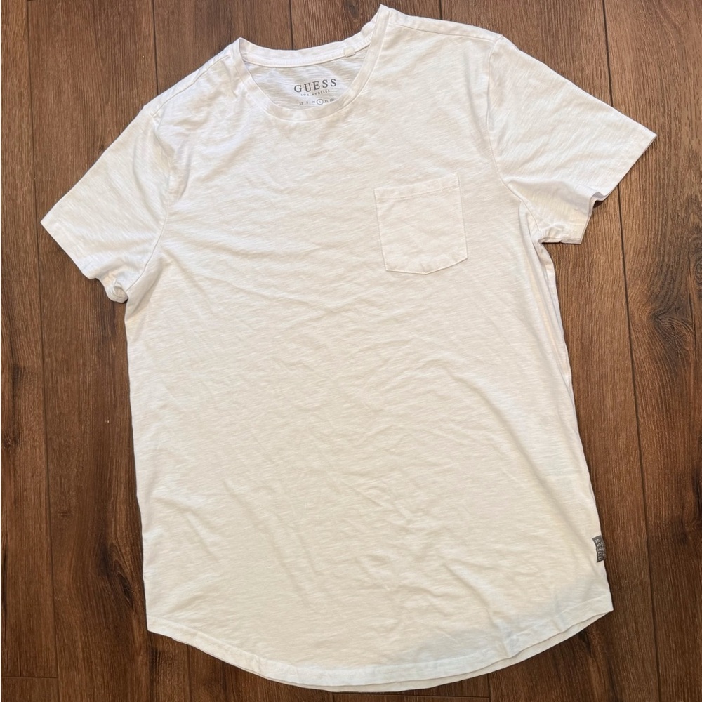 Guess White Pocket Short Sleeve Shirt Size Large NWOT